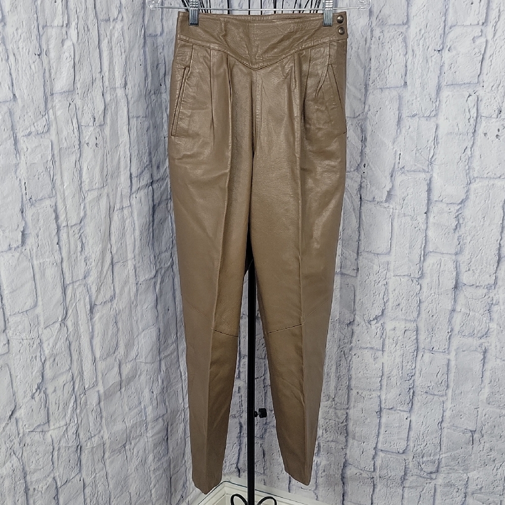 Vintage Viroel Rome, Italy Brown Italian Leather Pants Size‎ 26